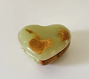 Heart Shaped Onyx Stone Trinket Jewelry Box w/Lid Beautifully Polished. - Picture 1 of 8