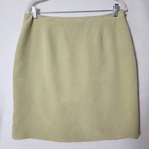 Jones New York Womens Silk Pencil Skirt Sz16 Knee Length Lined Pale Celery Green - Picture 1 of 10
