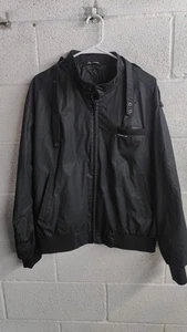 VTG Members Only Cafe Racer Jacket Size L Black Windbreaker Zip Up Lightweight - Picture 1 of 4