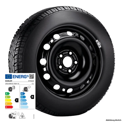 Stahl-Winterkomplettrad 16 Zoll mit Dunlop Winter Sport 5 205/60 R 16 96H XL - Bild 1 von 2