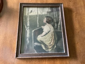 Antique 1920's Lithograph Art "SPRING SONG" Blind Girl by Simon Glucklich - Picture 1 of 6