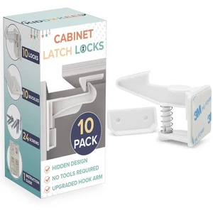 Upgraded Baby Proofing Cabinet Latches for Toddlers - 10 Pcs White Child Proo... - Picture 1 of 7