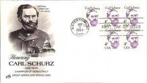 Carl Schurz Union Army General Champ. of Democracy June 3 1983 Mail Cover FDC - Picture 1 of 1