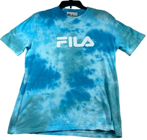 Fila Shirt Womens size Medium Blue Tie Dye Short Sleeve Cotton Alivia Tshirt New - Picture 1 of 6