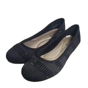 Karen Scott Womens Ralleigh Black Rhinestone Fabric Ballet Flats Shoes Size 6 M - Picture 1 of 10