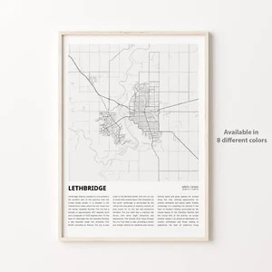 Lethbridge City Map Print, Alberta Travel Poster, Wall Art - Picture 1 of 6