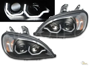 Black LED U Bar Projector Headlights For 04-17 Freightliner Columbia RH + LH - Picture 1 of 3
