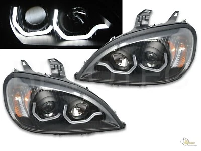 Black LED U Bar Projector Headlights For 04-17 Freightliner Columbia RH + LH - Image 1 of 3