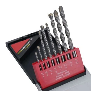 Set punte trapano Masonry Twist 8 pz dimensioni metriche e imperiali mattoni di legno metallo 3 - 10 mm - Foto 1 di 6