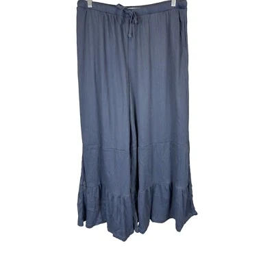 Pantalón Peace Love World Regular Tejido Gasa Niveles Pierna Ancha Azul Marino Talla Mediana Foto 1 de 2