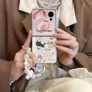 For Motorola Razr+2024/50 Ultra Cute animals pattern With Strap sheepskin Case - Picture 1 of 12