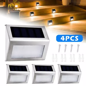 4 PACK Solar Stairs Lights Outdoor Garden Pathway Wall Fence Deck Step Lamp - Picture 1 of 15