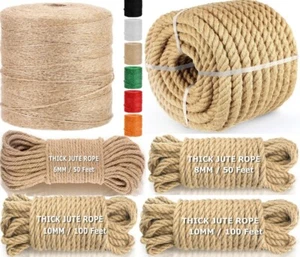 Jute rope Twine string Jute Twine String hemp Natural for Crafts 6mm 8mm 25mm 10 - Picture 1 of 105