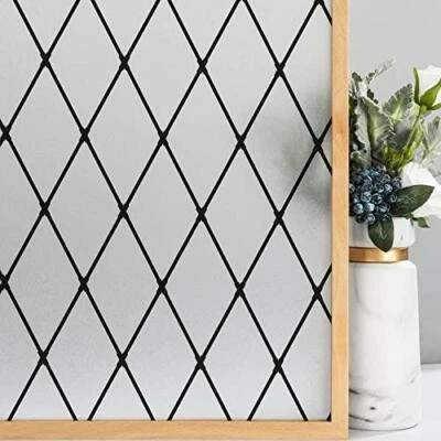 Película de privacidad para ventanas de celosía negra esmerilada VELIMAX estática adhesiva para ventanas Foto 1 de 4