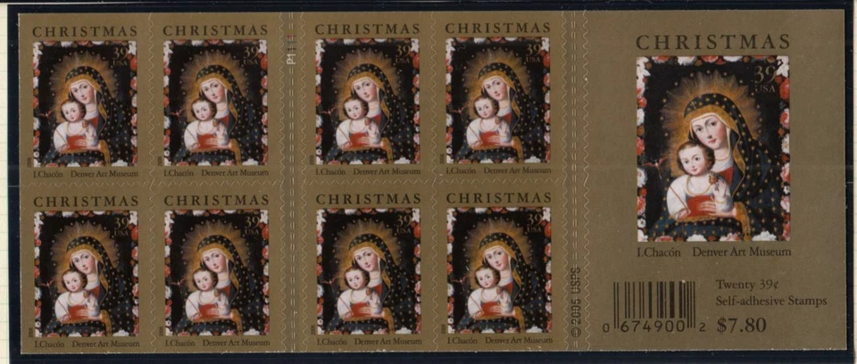 2006 Christmas Madonna Sc 4100a 39c booklet pane of 20 plate number P1111 - Image 1 of 1
