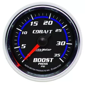 Autometer 6104 Cobalt Mechanical Boost Gauge 0 - 35 Psi Incl. 10' Nylon Tubing - Picture 1 of 2
