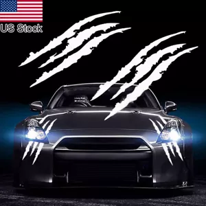 2pcs Silver Reflective Claw Scratch Graphic Headlight Vinyl Decal Sticker Decor - Picture 1 of 8