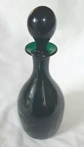 THOMAS WEBB AND SONS DARK GREEN GLASS DECANTER, - Picture 1 of 10