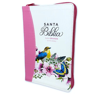 MUNDO BIBLIA Biblia con Cierre Letra Grande 12 puntos RV1960 imit piel rosado con Indice