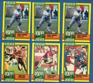 1000 yard club lot (6 cards) - 1990 topps (3 x Sanders, Craig, Thomas, Rice) - Picture 1 of 2