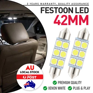 X4 White 41MM Festoon LED Interior Car Light License Lights bulb 40MM 42MM New - Picture 1 of 13