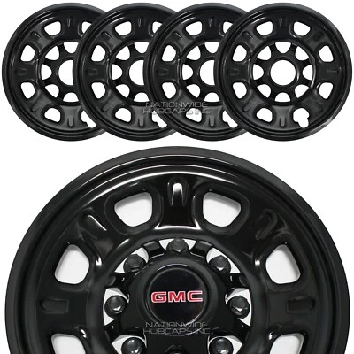 2011-25 GMC Sierra 2500 3500 HD 18" 8 Lug Black Wheel Skins Rim Covers Hub Caps - Image 1 of 4