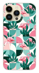 Coque en silicone imprimée compatible Apple iPhone 14 Pro Max Flamants Roses géo - Picture 1 of 3