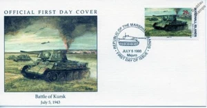1943 WWII BATTLE OF KURSK - Soviet Russian Army T-34 Tank Stamp FDC - Picture 1 of 3