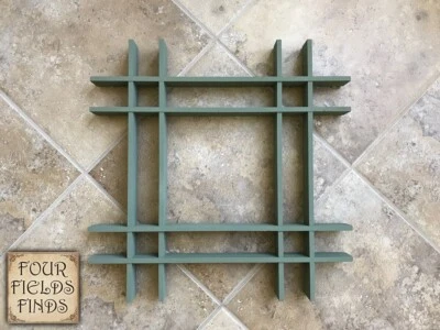 Vintage Wooden Wall Shelf Farmhouse Cottage Sage Green 17.25 x 17.25 x 1.5" - Image 1 of 4