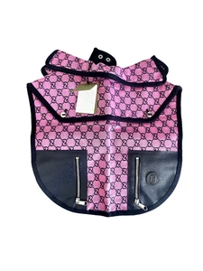 Trench cappotto Gucci cane modello GG rosa e blu navy in cotone taglia M - Foto 1 di 14