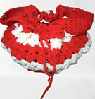 VTG Crochet Casserole Pie Dish Holder Cozy Christmas Red White Round 10"-11"