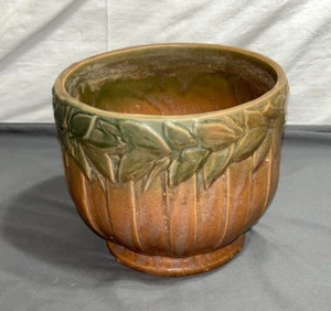 8" x7" Vtg McCoy Pottery Jardiniere SAND BUTTERFLY drip glaze FLOWER POT PLANTER - Picture 1 of 20
