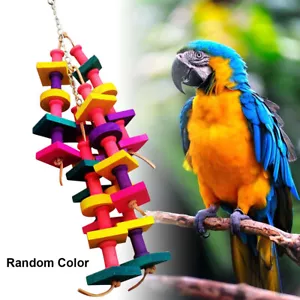 Parrot Pet Bird Chew Toys Perch Budgie Cockatiel Toy Hanging Swing Cage Wooden - Picture 1 of 10