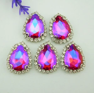 AB color Drops of water Crystal Glass Rhinestone diamond Faceted Jewels Button - Picture 1 of 4