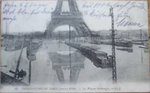 Cartolina disastro Parigi Francia 1910, Torre Eiffel, Alluvioni di Parigi - Foto 1 di 1