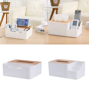 Tissue Box Dispenser Wooden Cover Paper Storage Holder Napkin Case Organizer