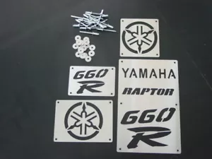 STAINLESS YAMAHA RAPTOR 660 FENDER WARNING LABEL TAGS COVERS NEW YFM660 YFM - Picture 1 of 7