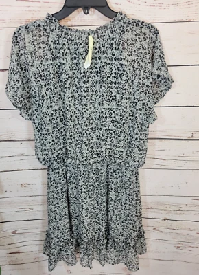 NWT Francesca's  Mini Dress Gray Luelle Leopard Print Boho Women's Size Large - Image 1 of 4