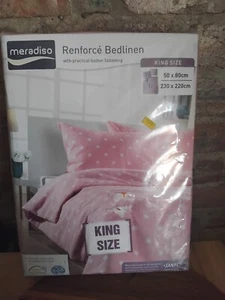 Meradiso Renforce Bettbezug Hüllen Kingsize Rosa mit weißen Punkten Neu im Paket - Bild 1 von 4
