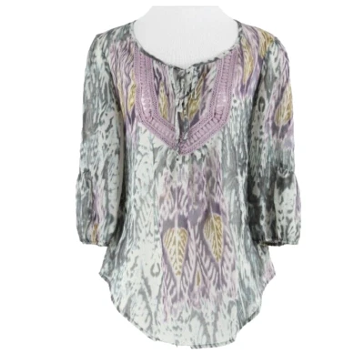 Marc Bouwer Top Sz XXS Gray Lavender Multi Lace Detail 100% Polyester Top - Image 1 of 4