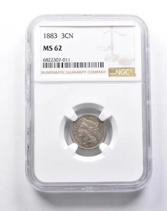 MS62 1883 Nickel Three Cent Piece NGC *7906 - Picture 1 of 3