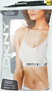 DKNY 2er Pack Mikrofaser Bralette Medium SKYFEARLPK Neu Versiegelt Weich Stretch Pull-O - Bild 1 von 2