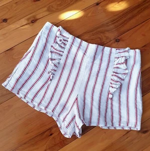 Women's size L 'FOREVER 21' Gorgeous striped cotton/linen high waist shorts - Picture 1 of 5