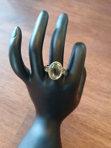 925 Sterling Silver Yellow Moonstone Ring - Size 9 - Picture 1 of 3