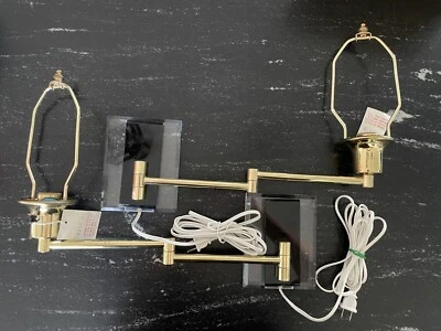 Vintage Braemar Lighting Lucite and Gold Tone Swing Arm Wall Lights - Image 1 of 4