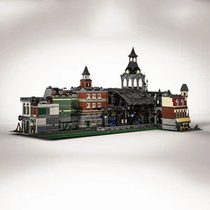 ZITIANYOUBUILD Dark Green Train Station with Interior 12698 Building Toys Set - Picture 1 of 10