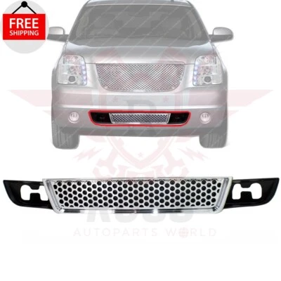 New Front Bumper Grille Black Shell with Chrome Fits 2007-2014 GMC Yukon XL 1500 - Изображение 1 из 4