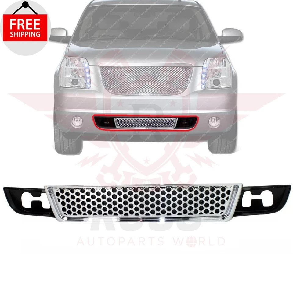 New Front Bumper Grille Black Shell with Chrome Fits 2007-2014 GMC Yukon XL 1500 - Изображение 1 из 4