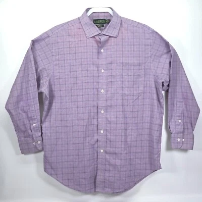 Polo Ralph Lauren Dress Shirt Mens 16.5 Purple Plaid Classic No Iron Button Up - Image 1 of 4