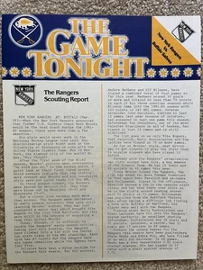 Buffalo Sabres Program Insert 03-26-82 vs New York Rangers at THE AUD - Picture 1 of 2